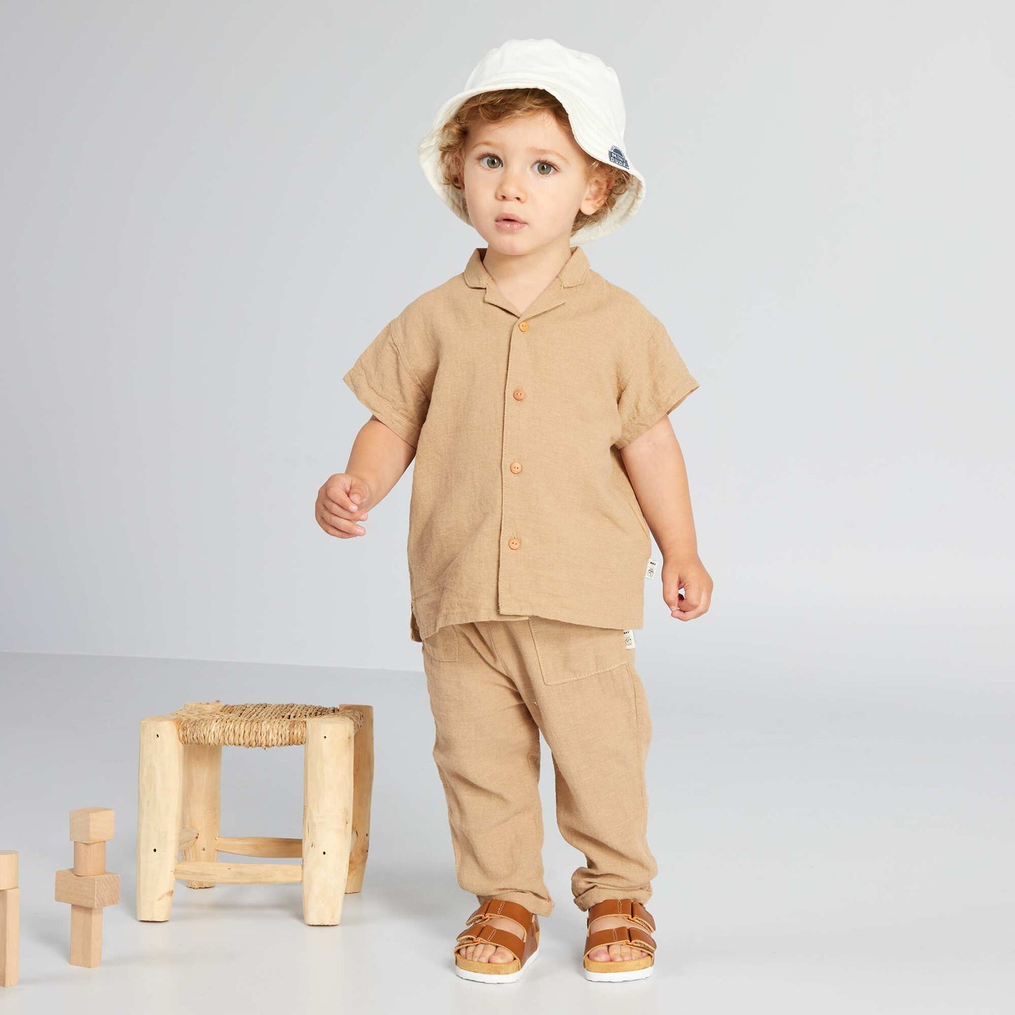 Linen and cotton trousers BEIGE