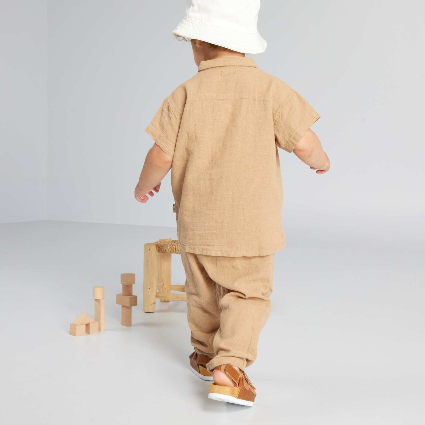 Linen and cotton trousers BEIGE