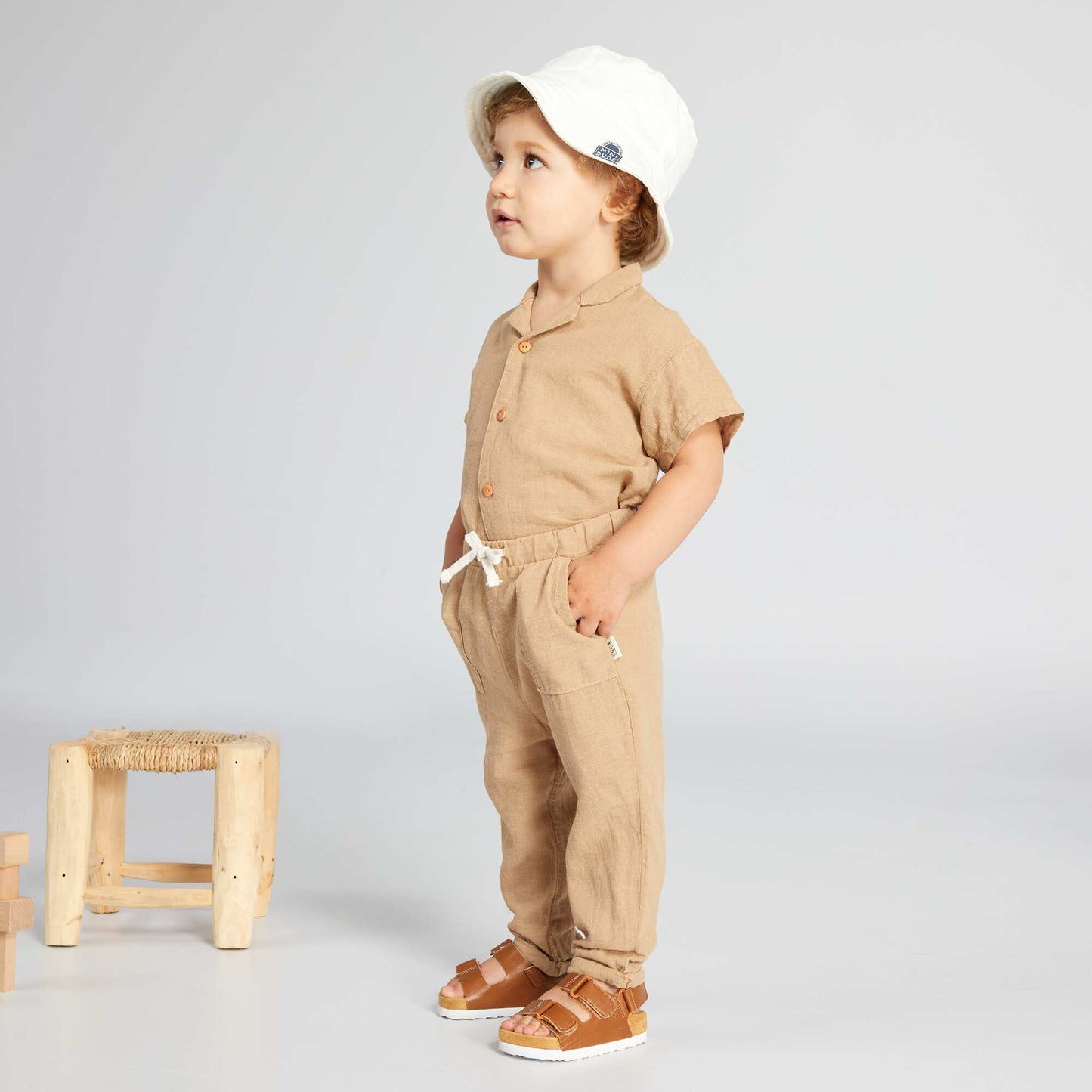Linen and cotton trousers BEIGE