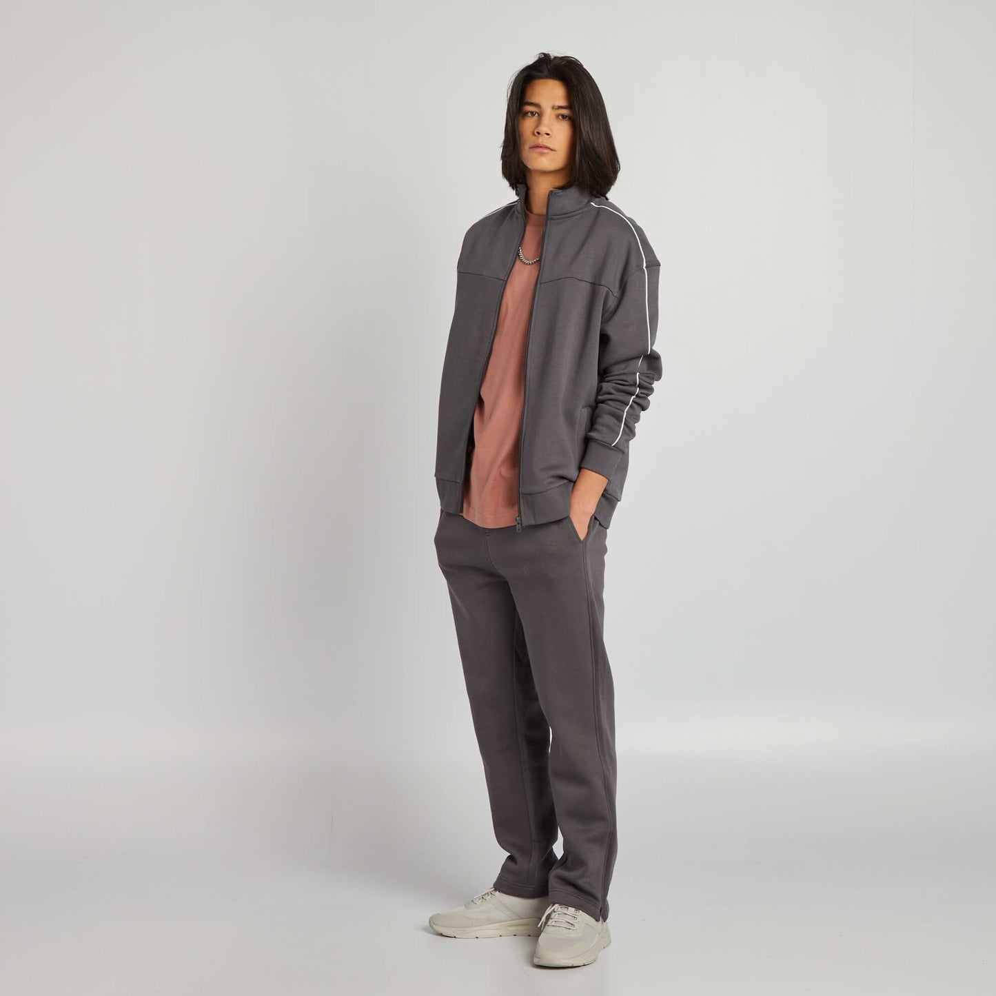 Round neck cotton T-shirt BROWN