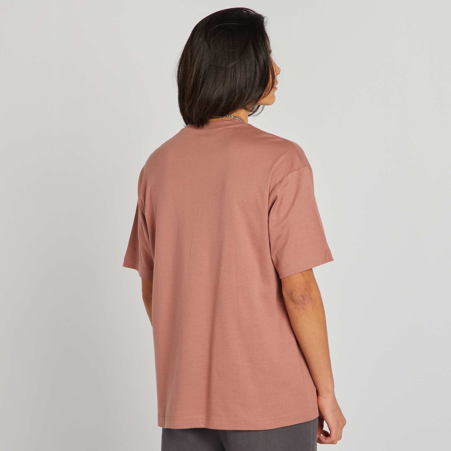 Round neck cotton T-shirt BROWN