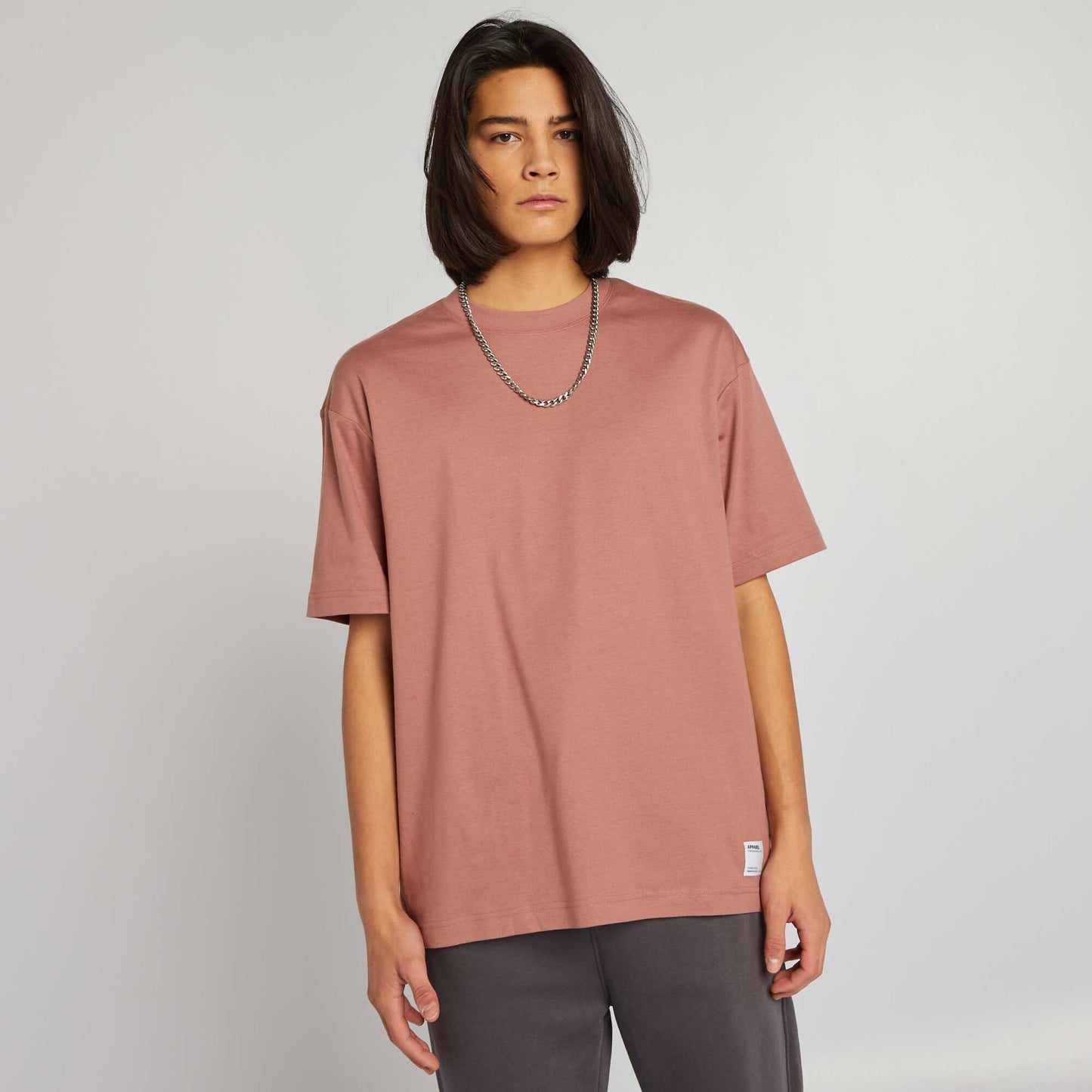 Round neck cotton T-shirt BROWN