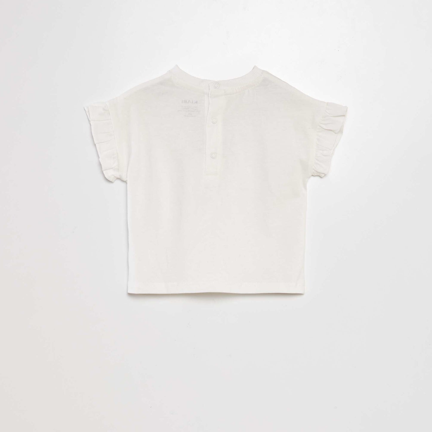 Printed T-shirt with flounced sleeves WHITE