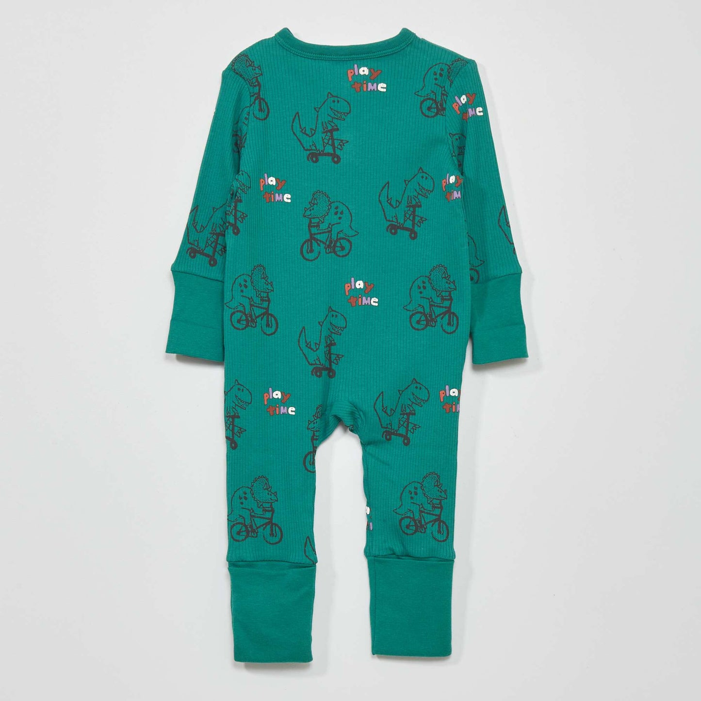 Ribbed printed sleepsuit GREEN