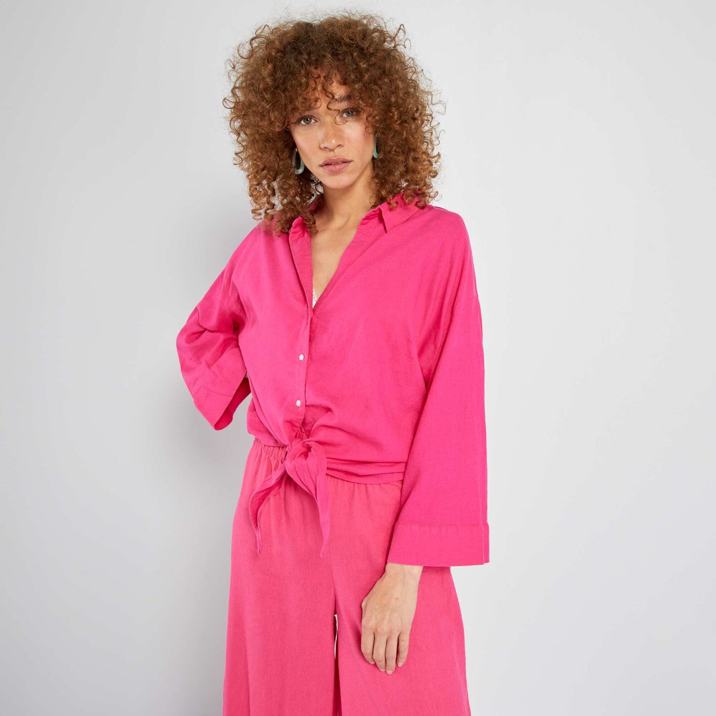 Poplin shirt bright pink