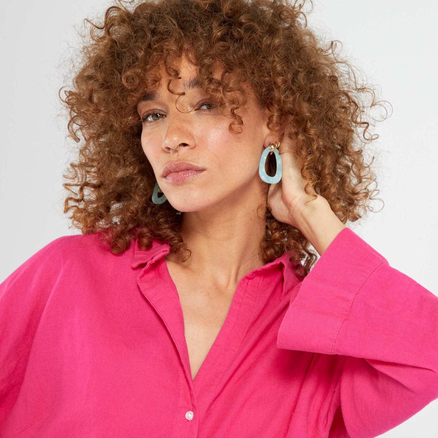 Poplin shirt bright pink