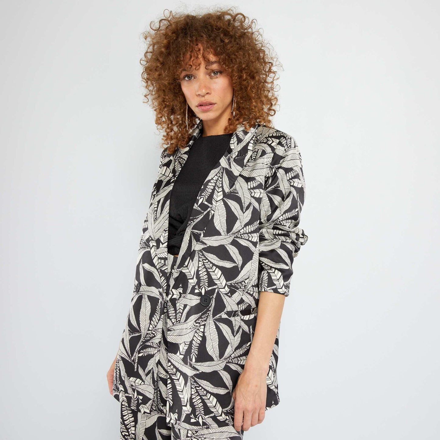 Satin tailored jacket BLACK