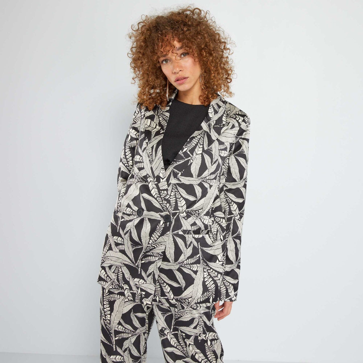 Satin tailored jacket BLACK