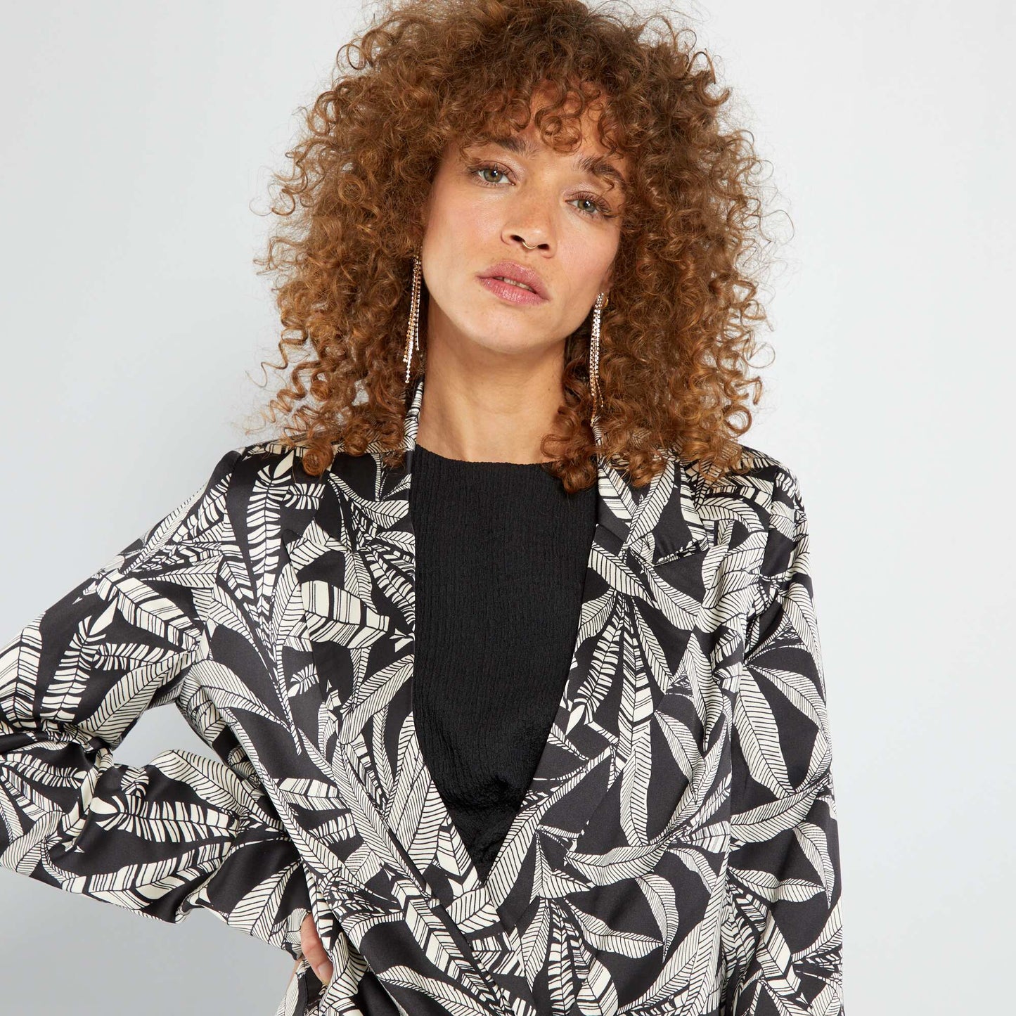 Satin tailored jacket BLACK