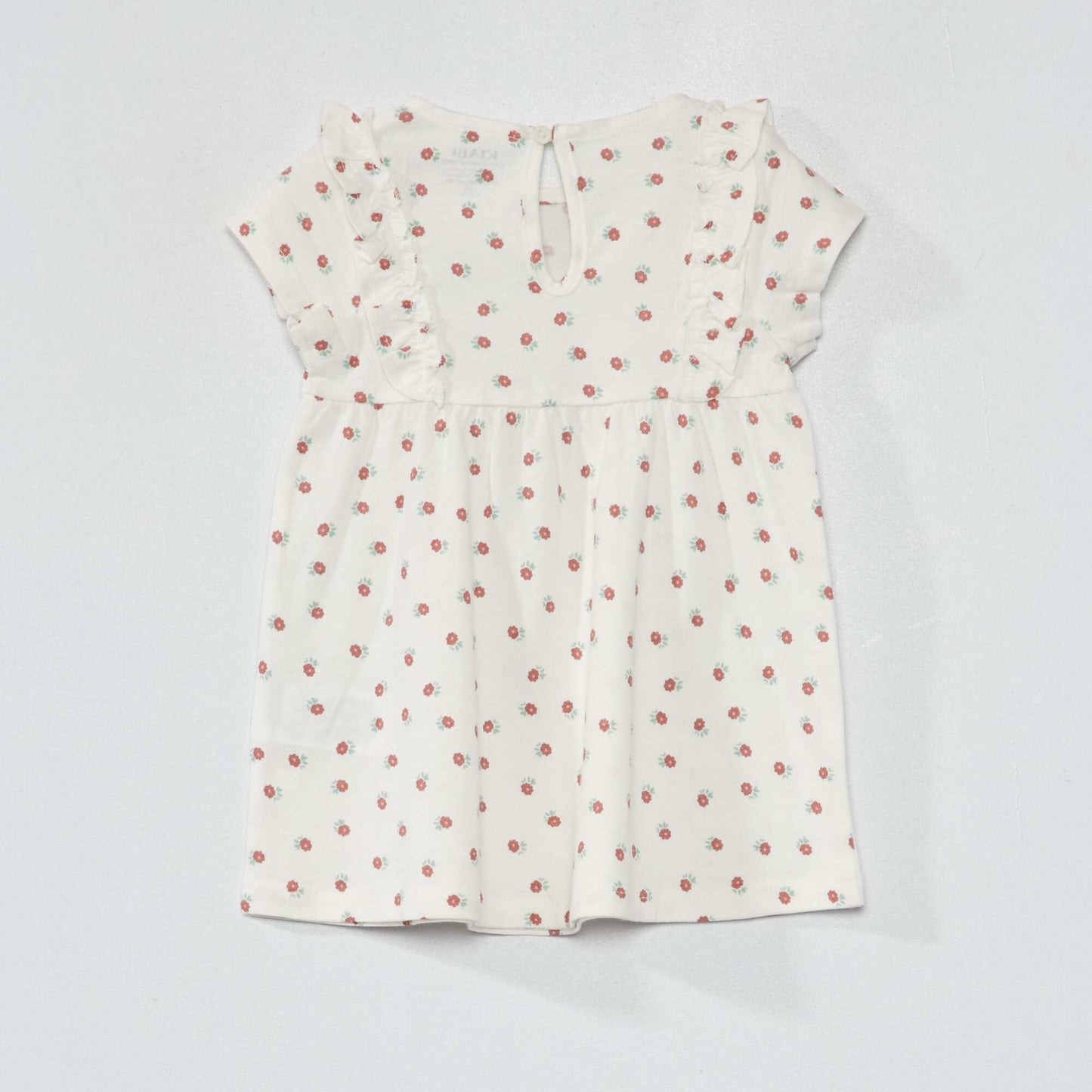 Ruffled printed dress WHITE