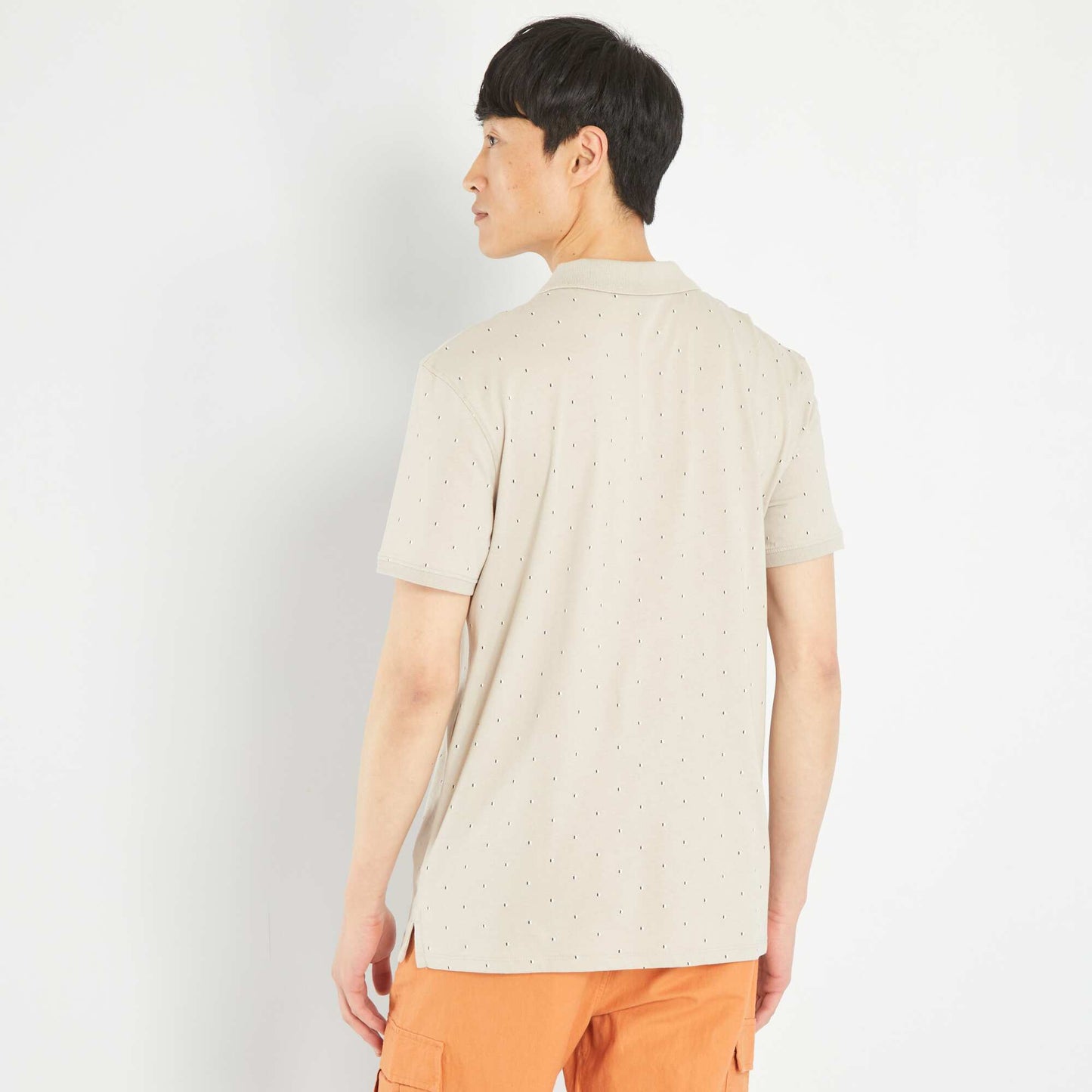 Short-sleeved printed polo shirt GREY