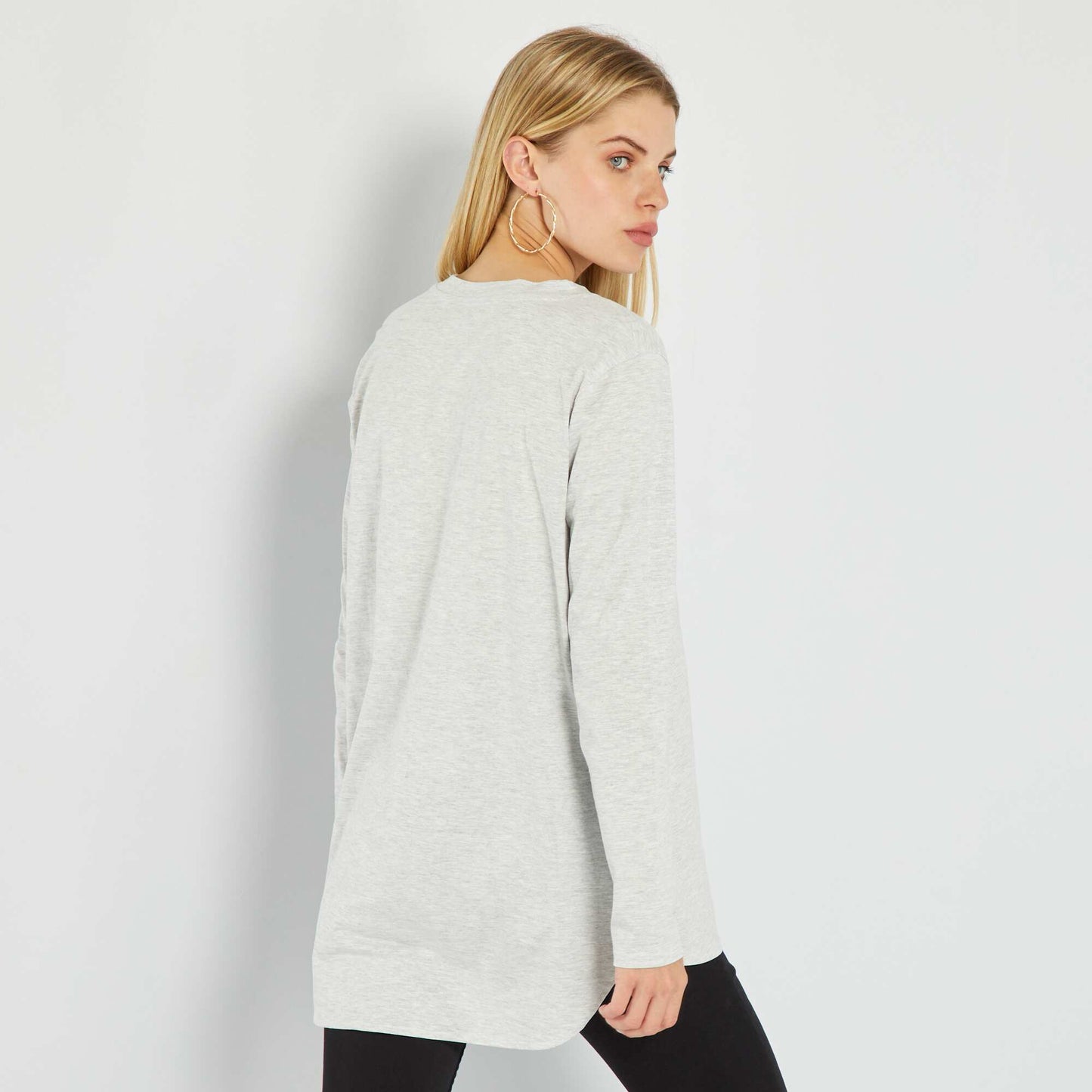 Longline plain jersey T-shirt GREY