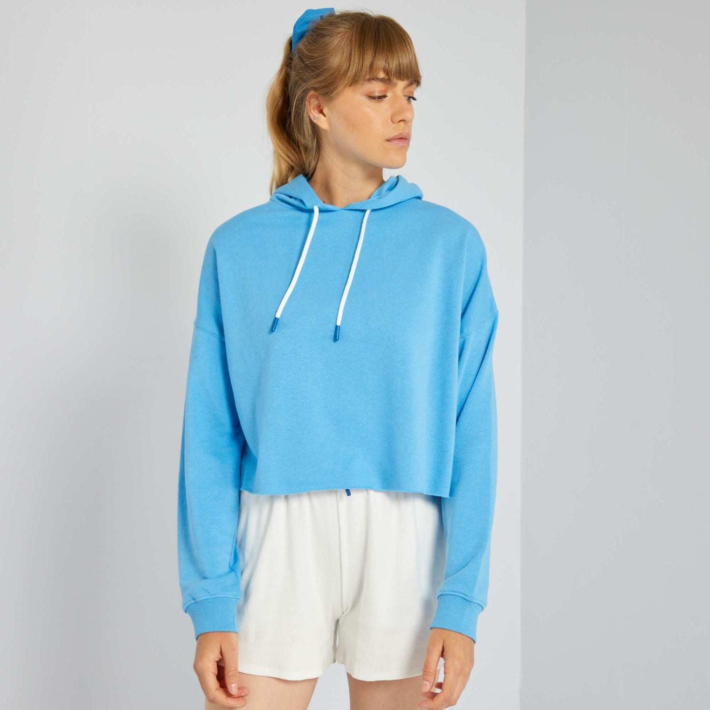 Crop top-style sports hoodie BLUE SUN