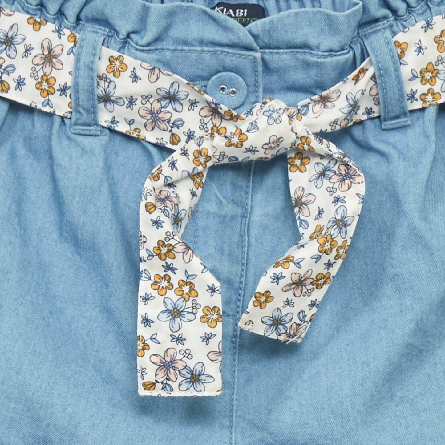 Denim shorts with belt WHITE