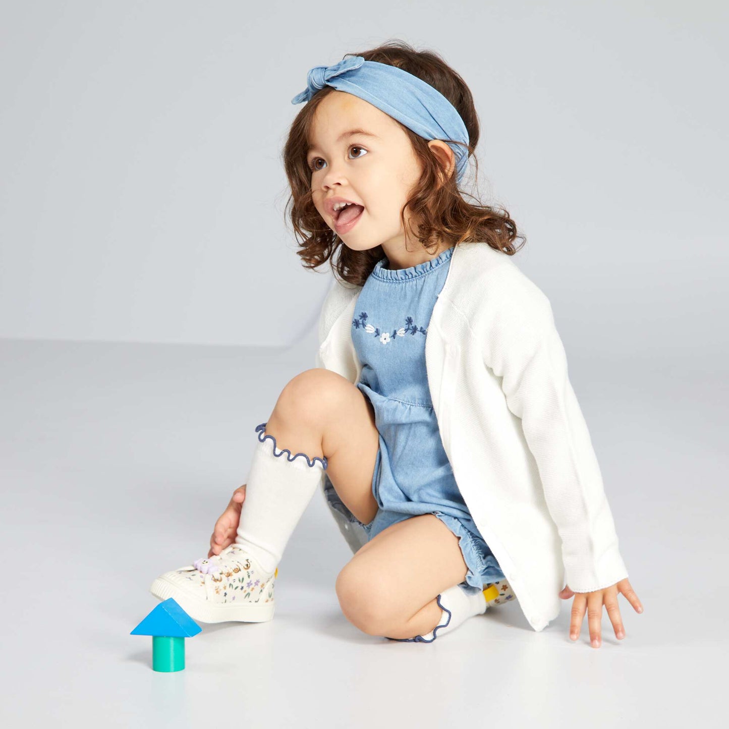 Romper and accessories set BLUE EMBROIDERY