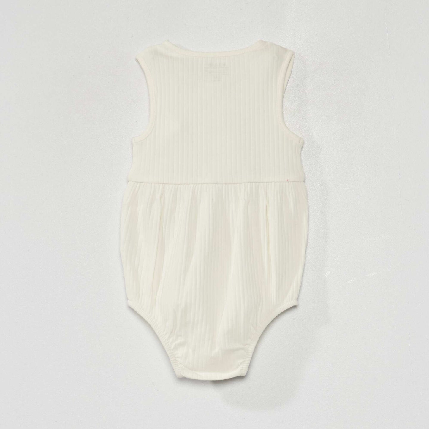 Ribbed knit short romper White