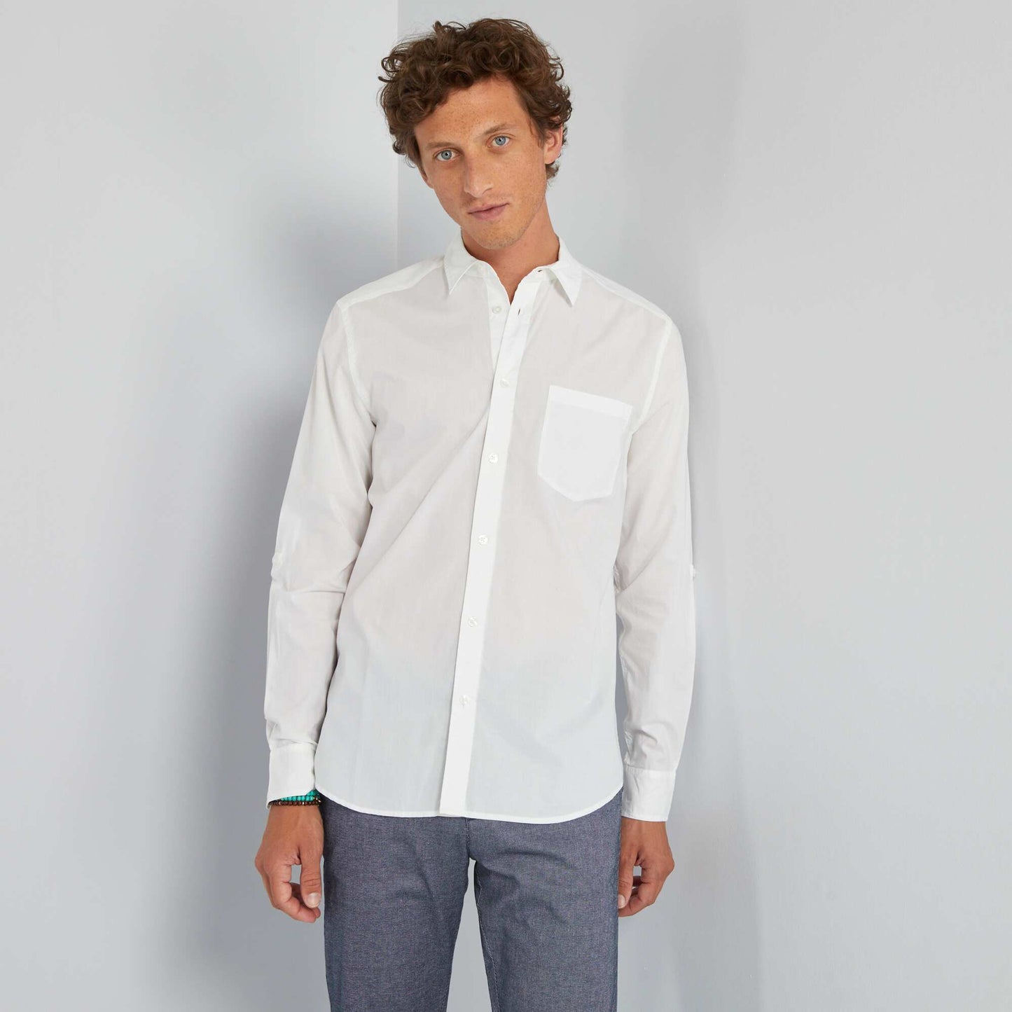 Straight pure cotton shirt White