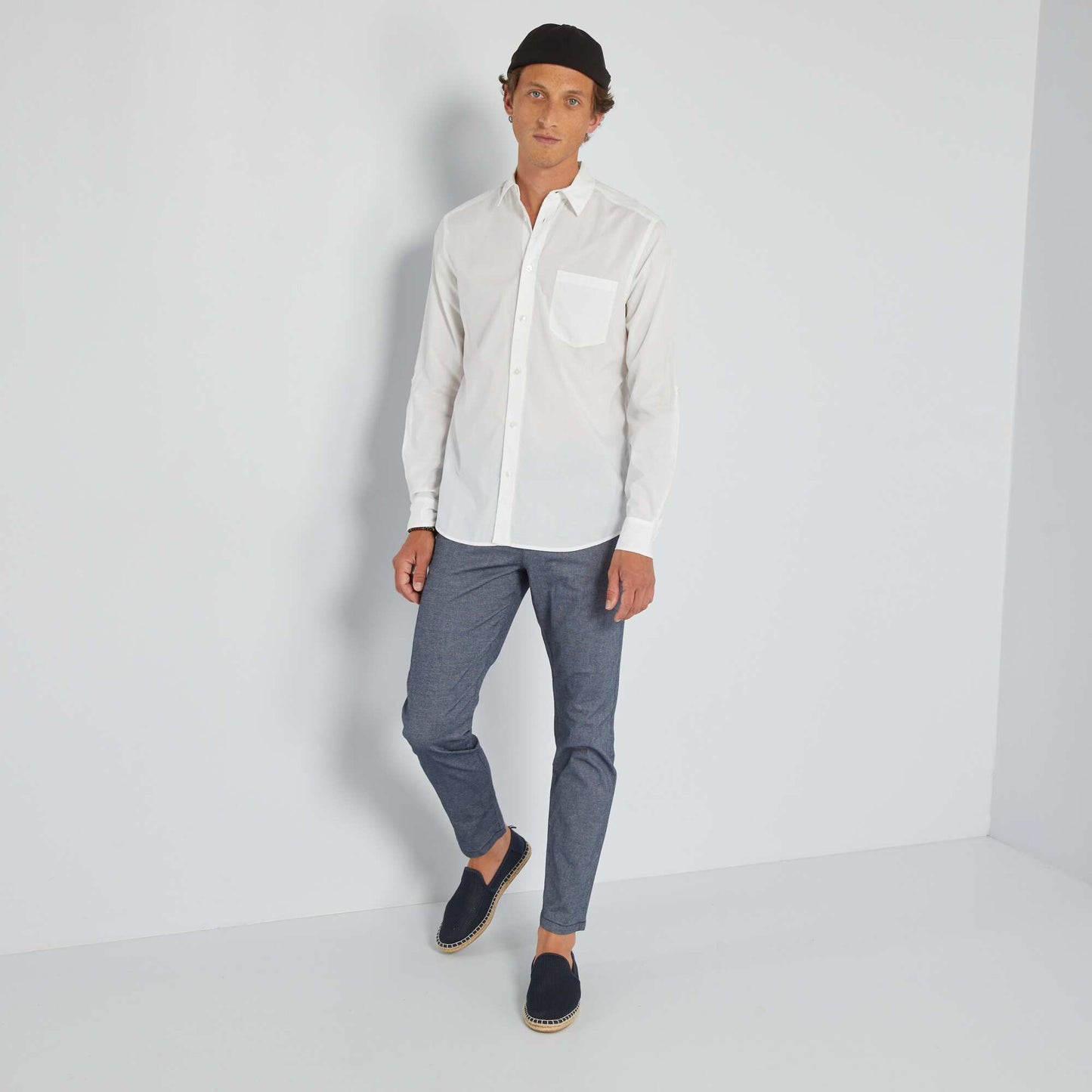 Straight pure cotton shirt White