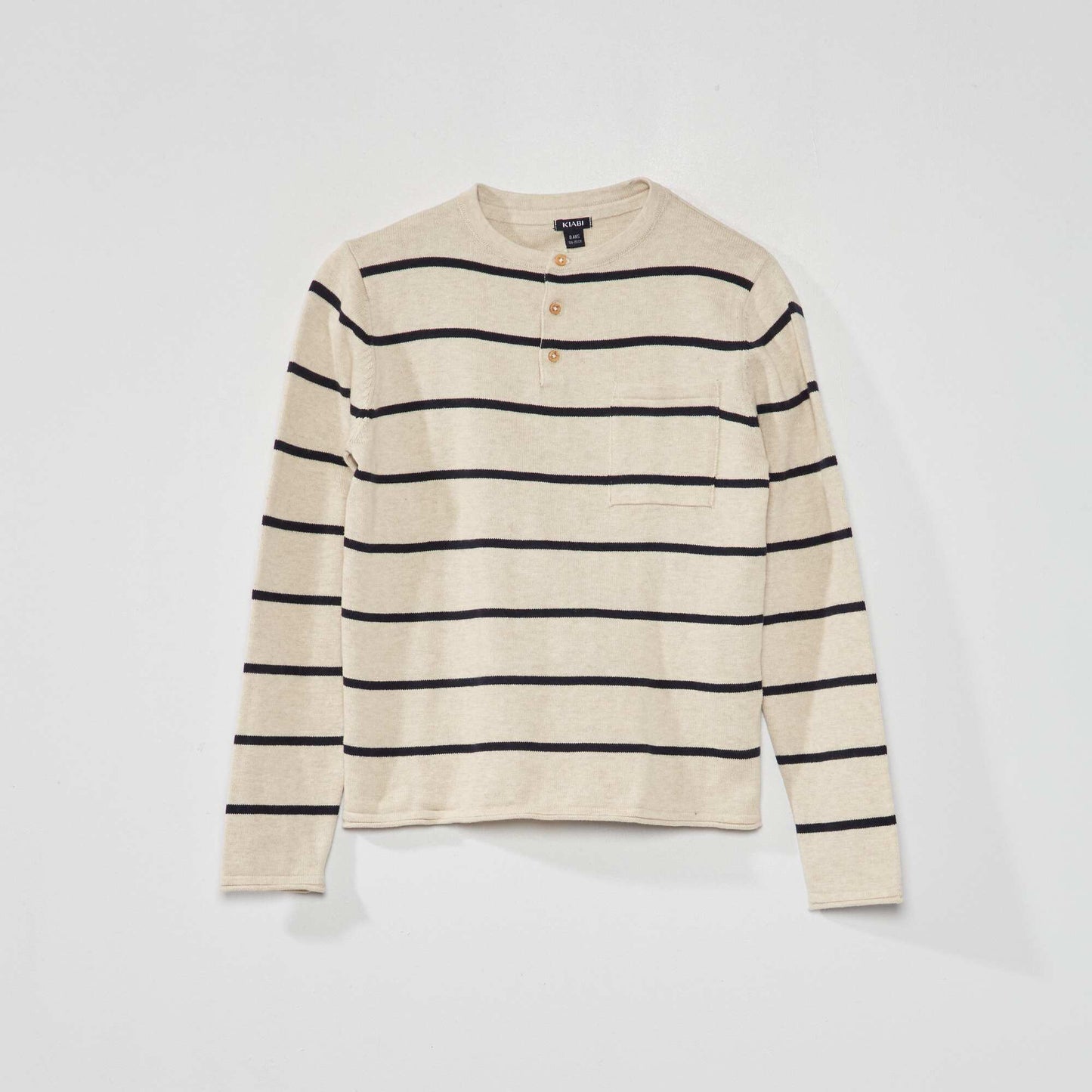 Lightweight jumper with grandad collar BEIGE