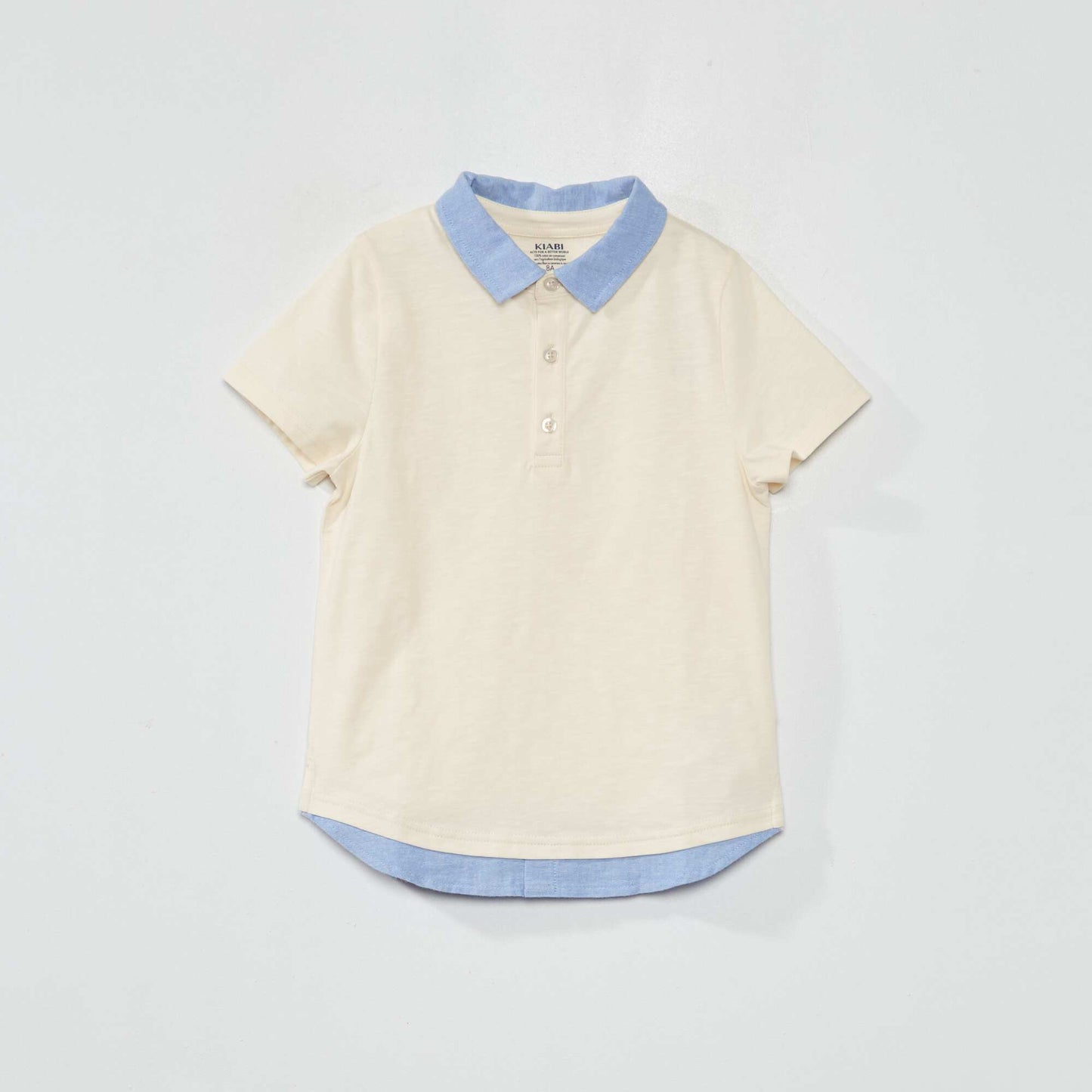 Dual fabric 2-in-1 effect polo shirt WHITE