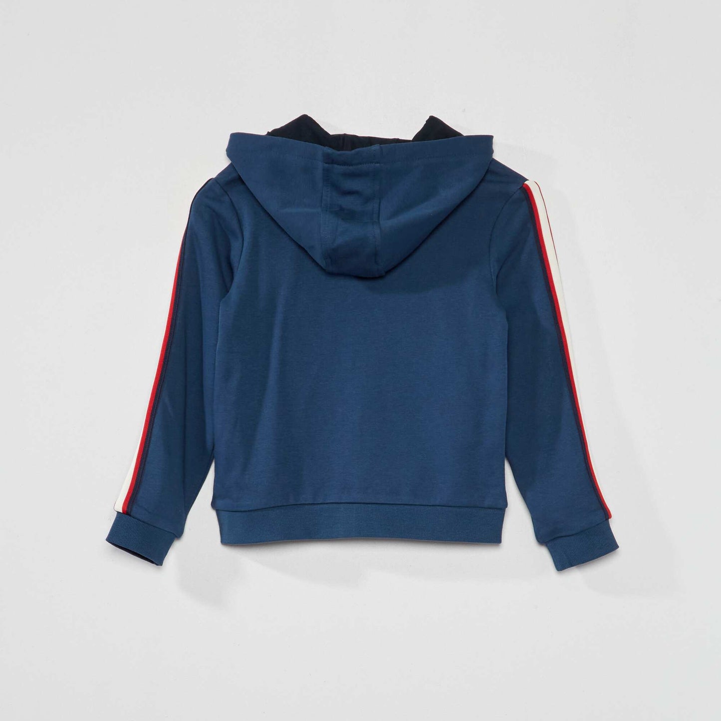 Hoodie with three-tone stripe dark blue
