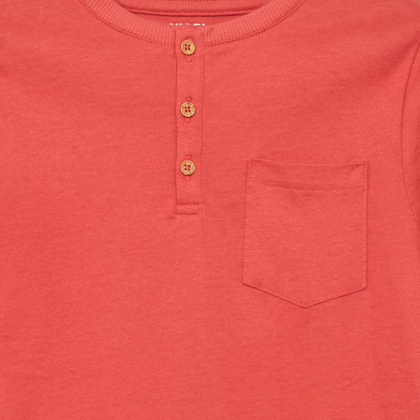 Long-sleeved T-shirt with henley collar raspberry red