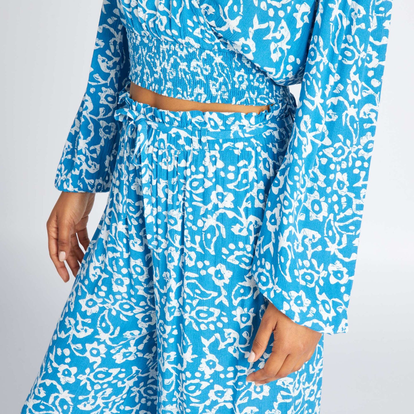 Patterned wide-leg trousers BLUE