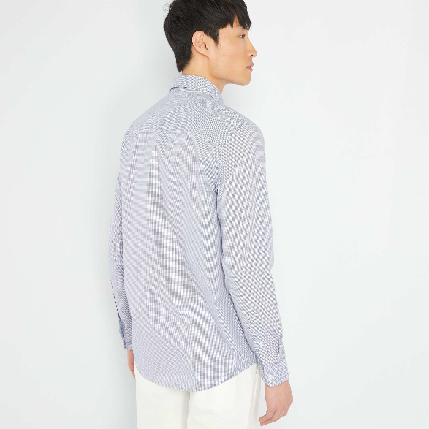 Straight cut check shirt DARK BLUE