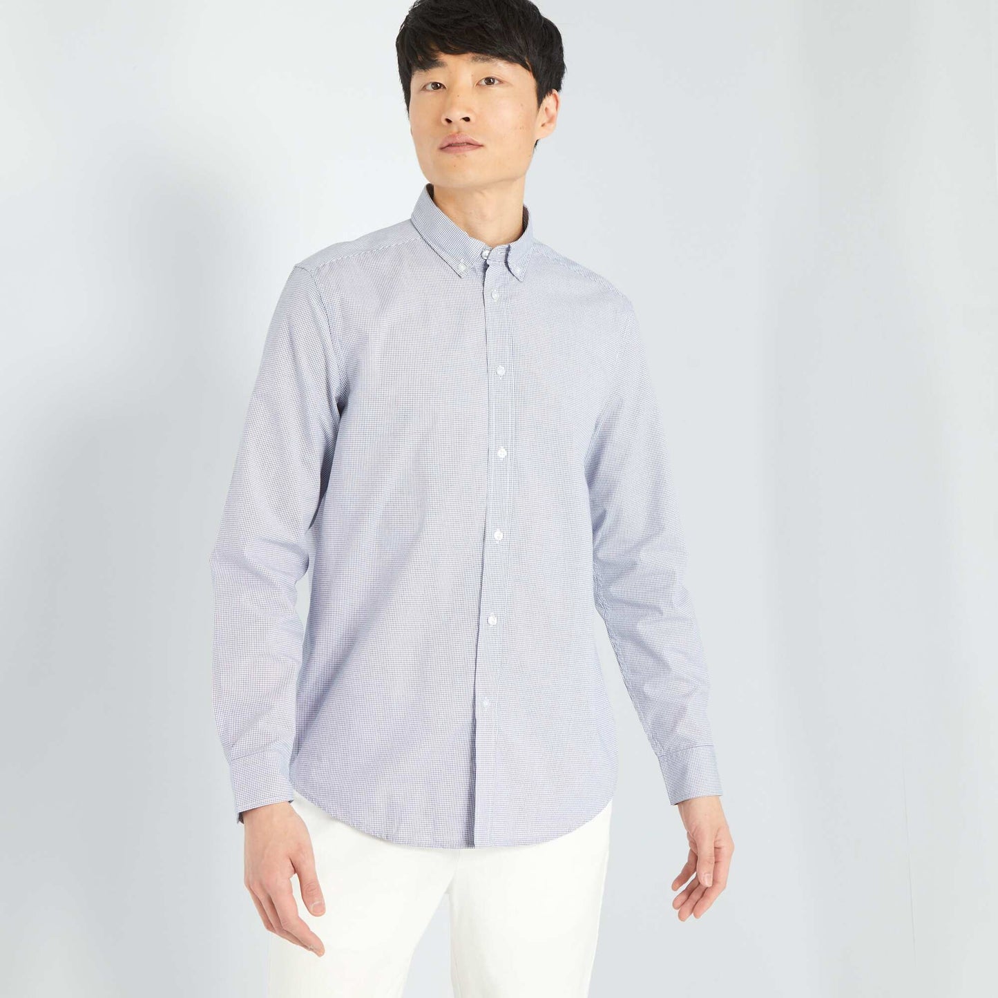 Straight cut check shirt DARK BLUE