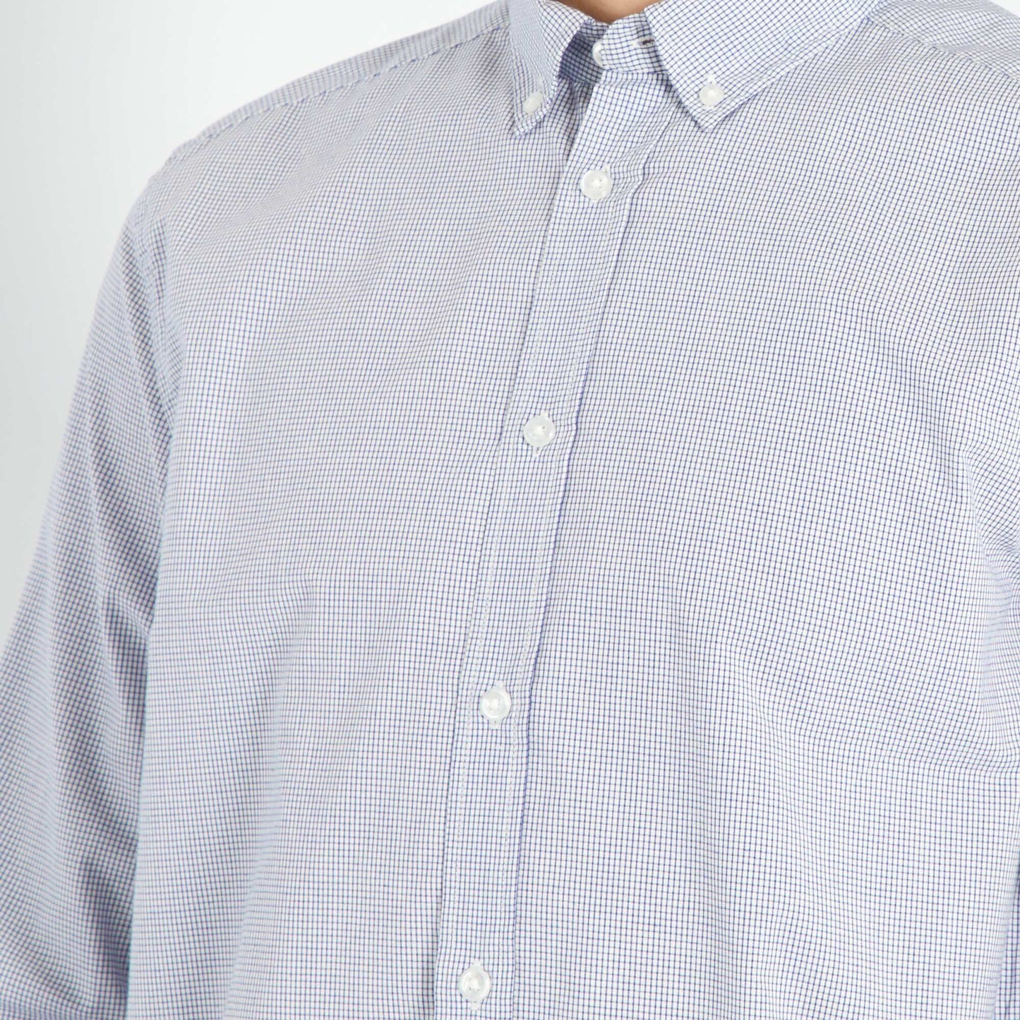 Straight cut check shirt DARK BLUE