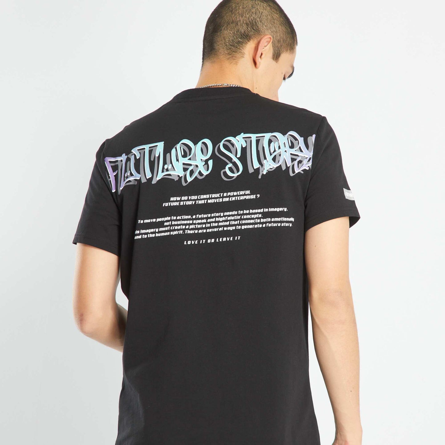 Printed round-neck T-shirt Black