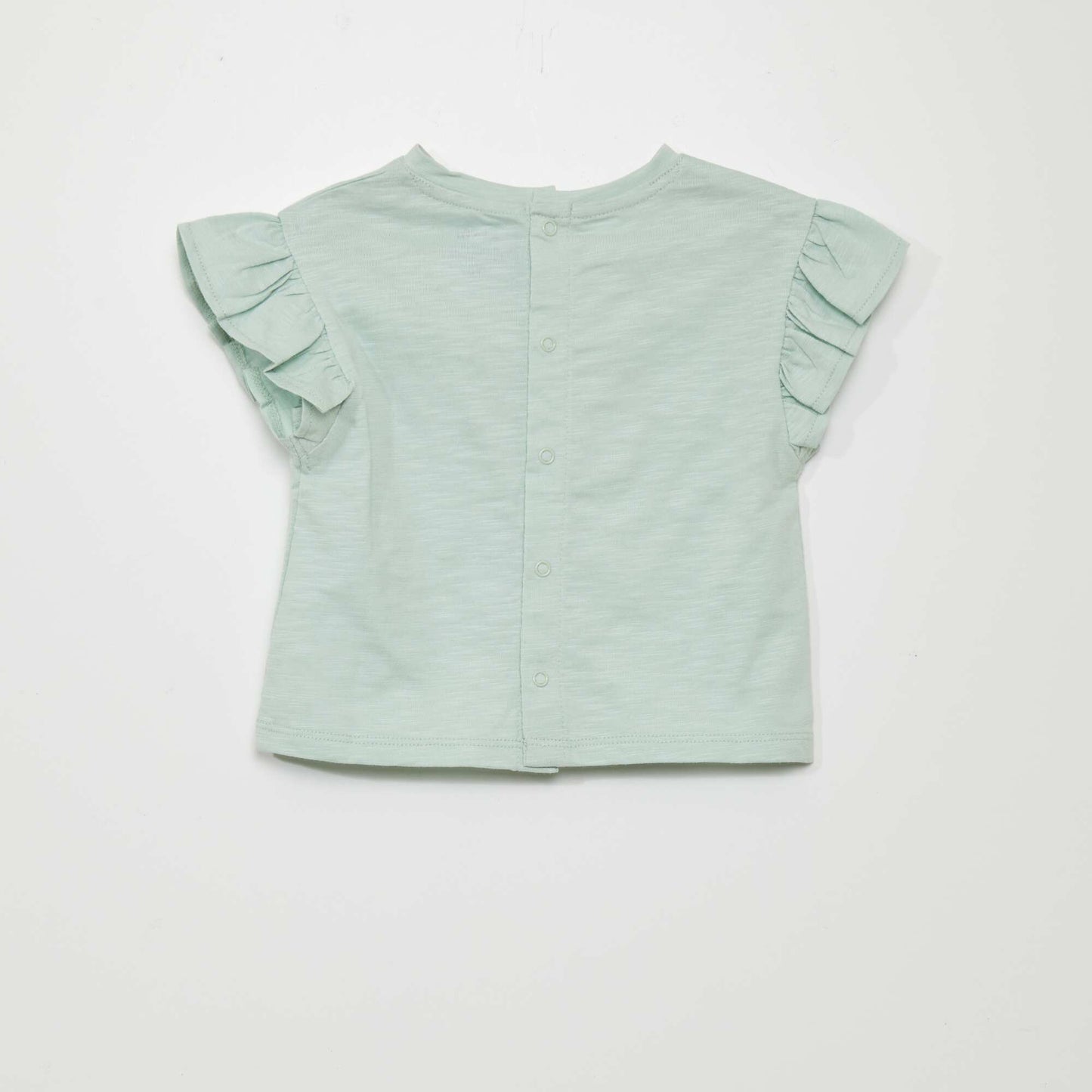 Printed T-shirt with flounced sleeves WHITE