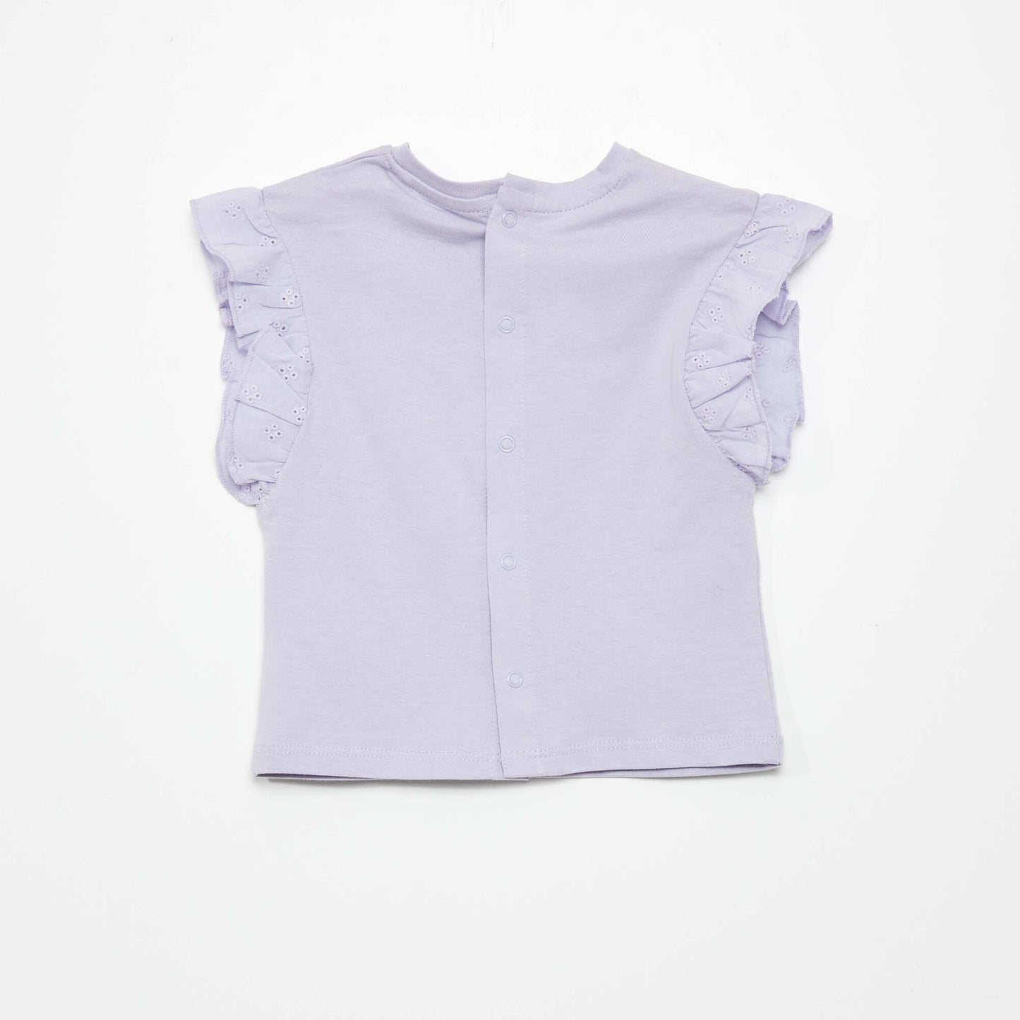 Cotton top with ruffled shoulders PURPLE