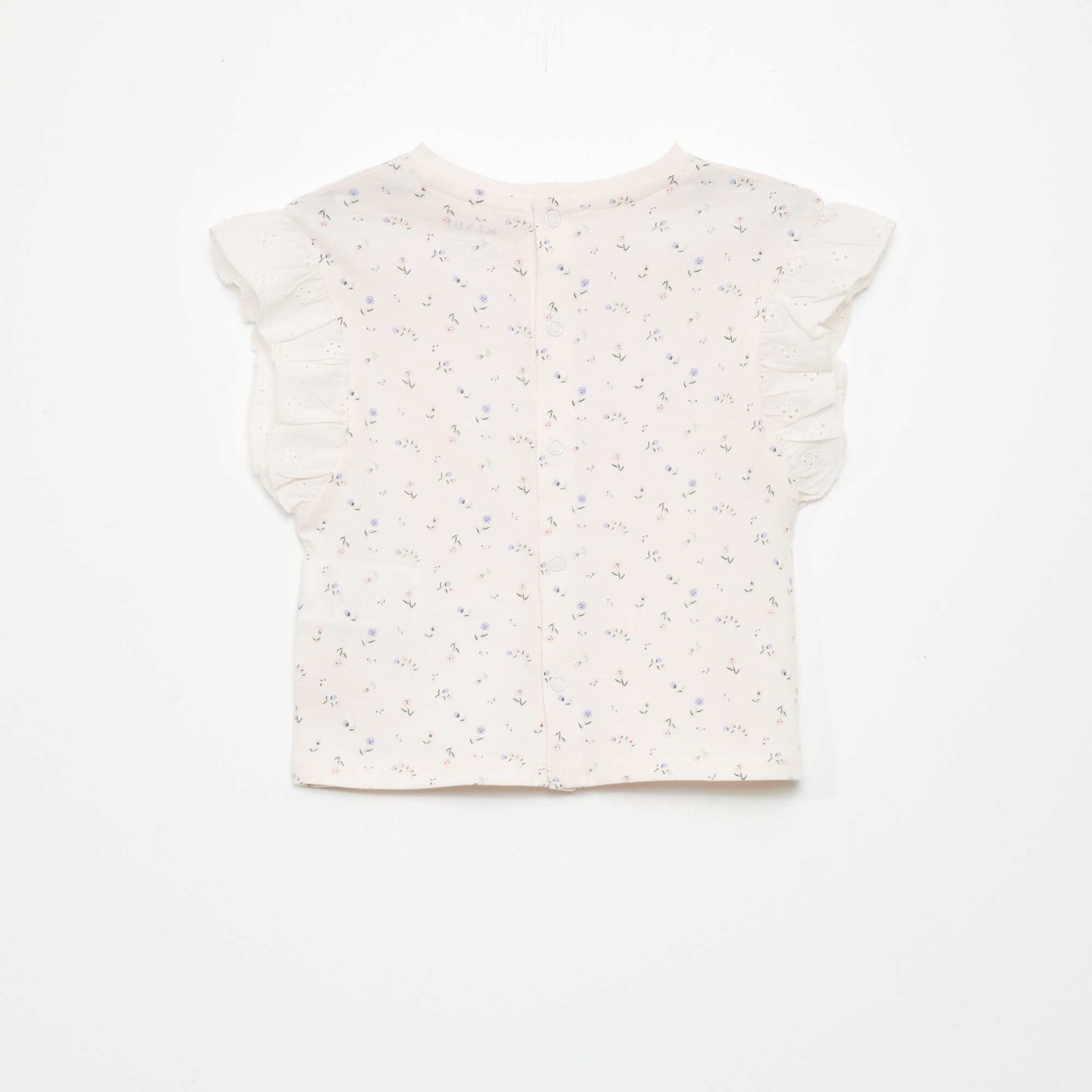 Cotton top with ruffled shoulders PINK