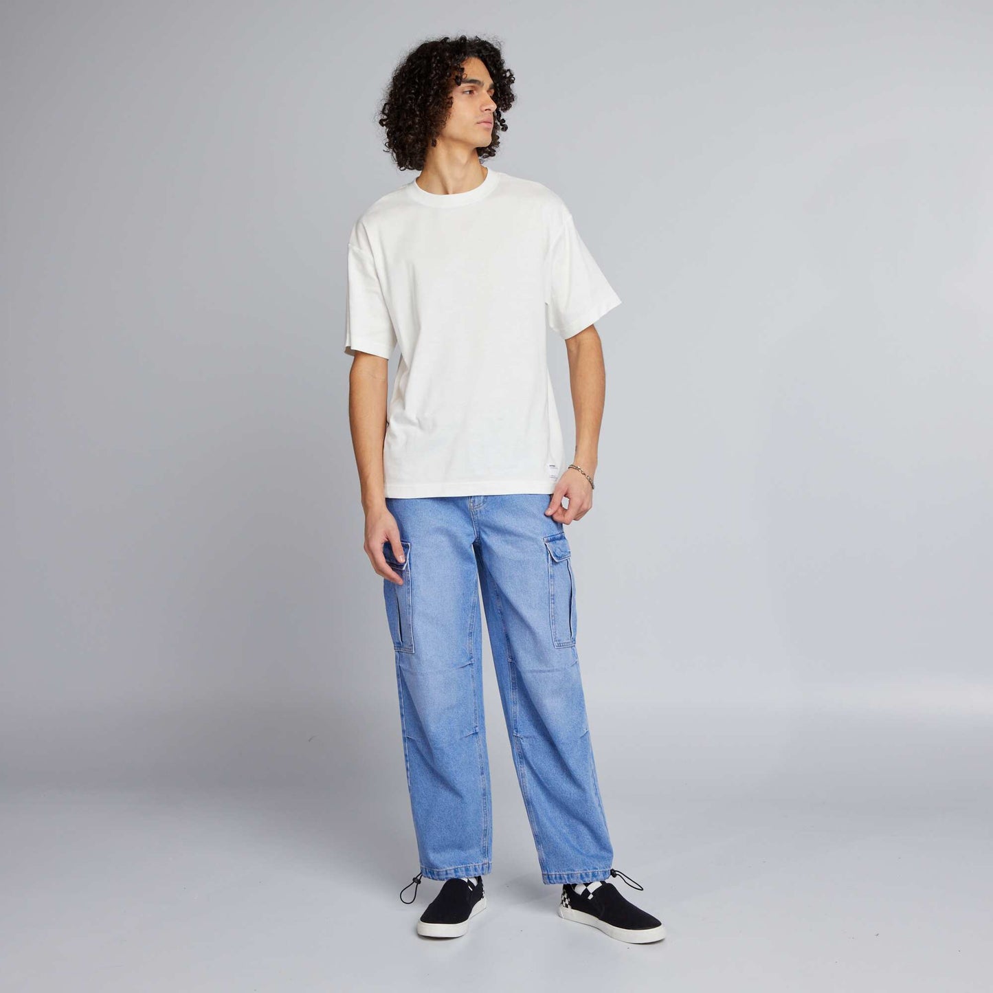 Wide-leg multi-pocket denim trousers BLUE