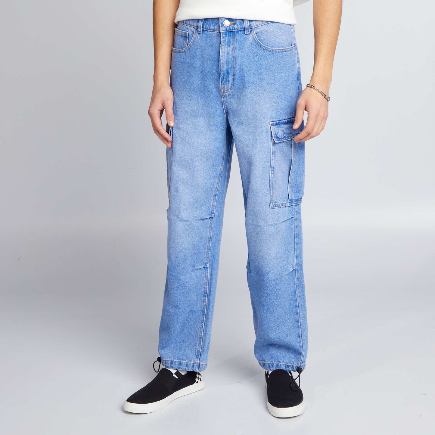 Wide-leg multi-pocket denim trousers BLUE