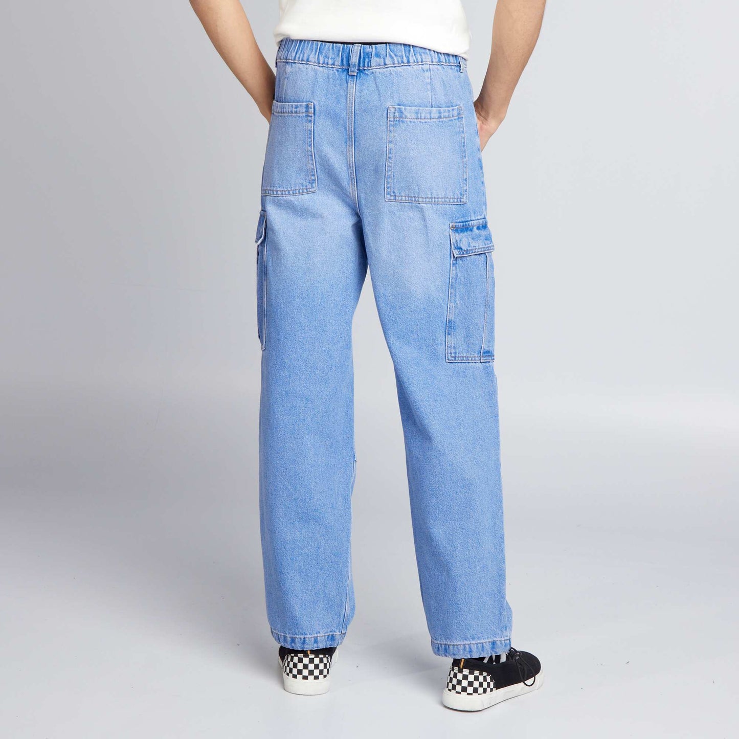 Wide-leg multi-pocket denim trousers BLUE