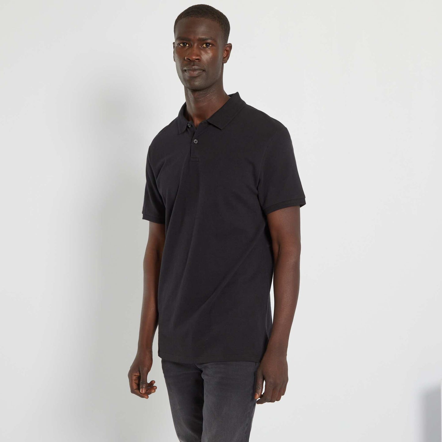 Cotton piqué polo shirt black