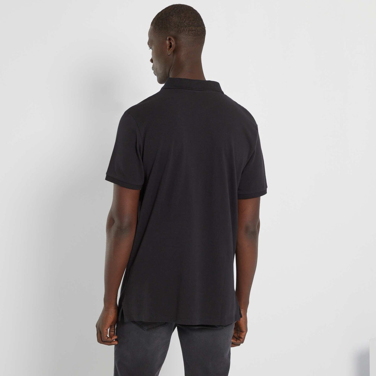 Cotton piqué polo shirt black