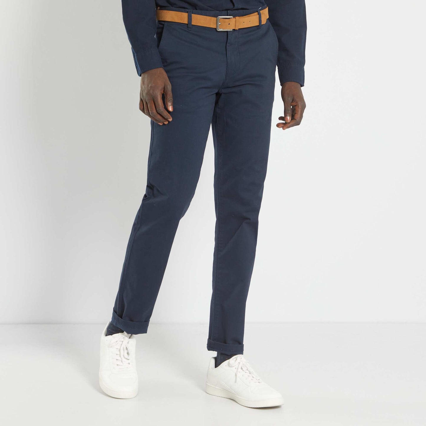 Slim-fit chinos with belt - L32 blue