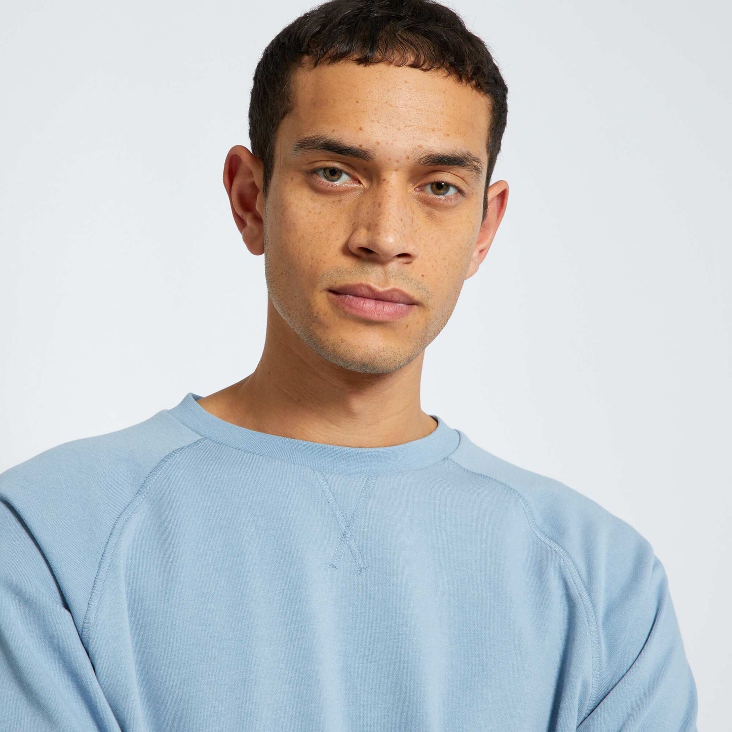 Plain sweatshirt fabric sweater denim blue