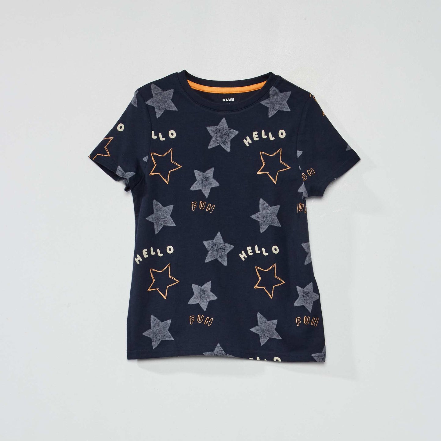 Pure cotton patterned T-shirt BLUE