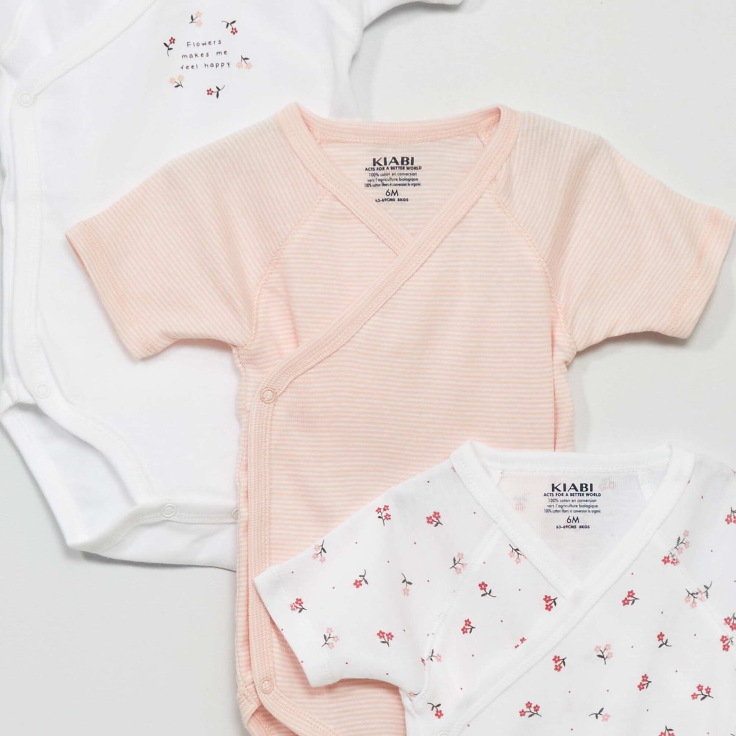 Pack of 3 cotton bodysuits WHITE