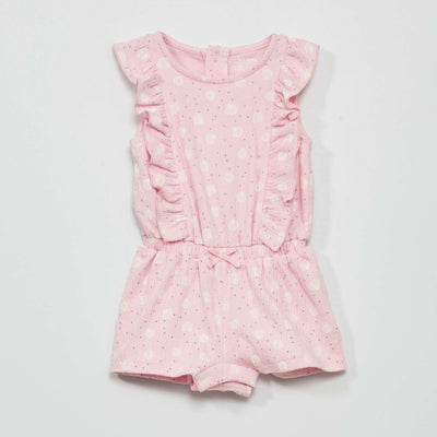 Smocked Jersey Romper WHITE