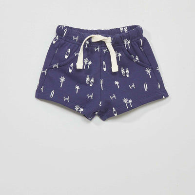 Fleece Shorts with Print WHITE