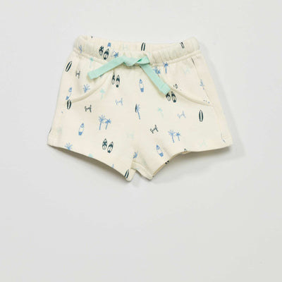 Printed Fleece Shorts WHITE