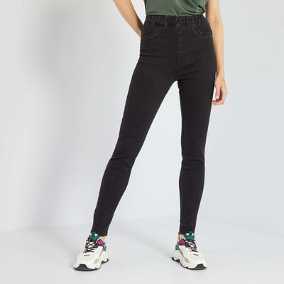 High-waist stretchy jeggings BLACK_DENI