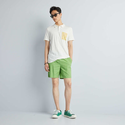 Cotton and Linen Chino Bermuda Shorts GREEN GREEN