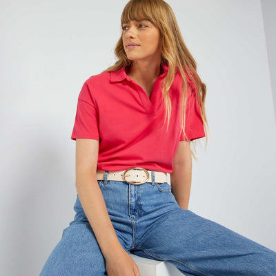 Cotton Piqué Polo T-Shirt PINK