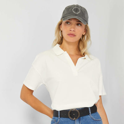 Cotton Piqué Polo T-Shirt ECRU